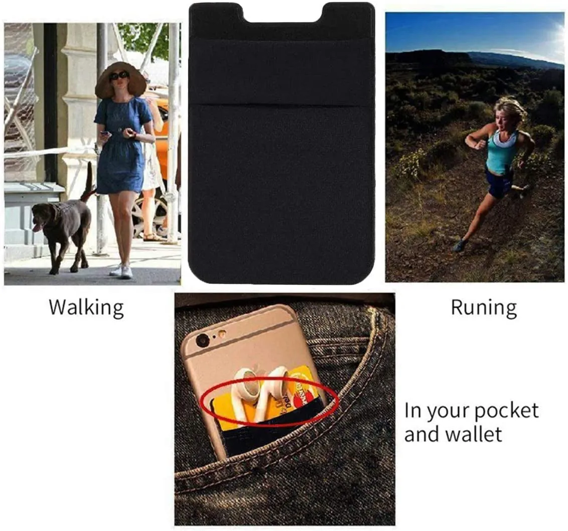 2Pack Adhesive Phone Pocket Cell Phone Stick On Card Wallet Sleeve