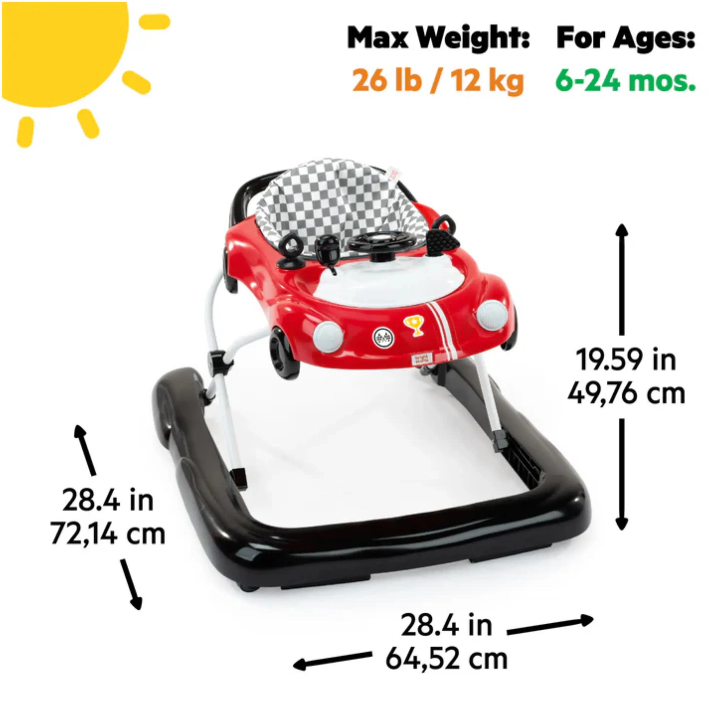 Bright Starts Little Speedster 3 in 1 Car Walker Red Racer