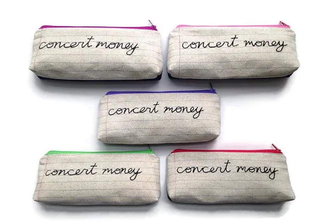 Concert Money Embroidered Pencil Pouch