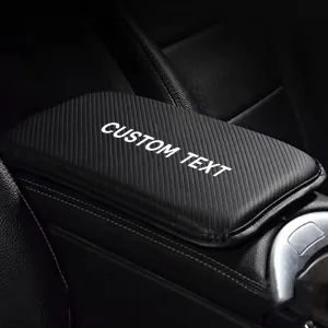 Custom Text For Center Console Pad, Compatible with All Cars, Carbon Fiber PU Leather Auto Armrest Cover Protector, Waterproof Car Armrest Seat Box Cover HA13991