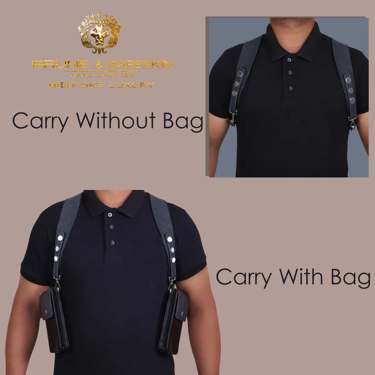 Double Shoulder Harness Side Bag in Stingray Leather