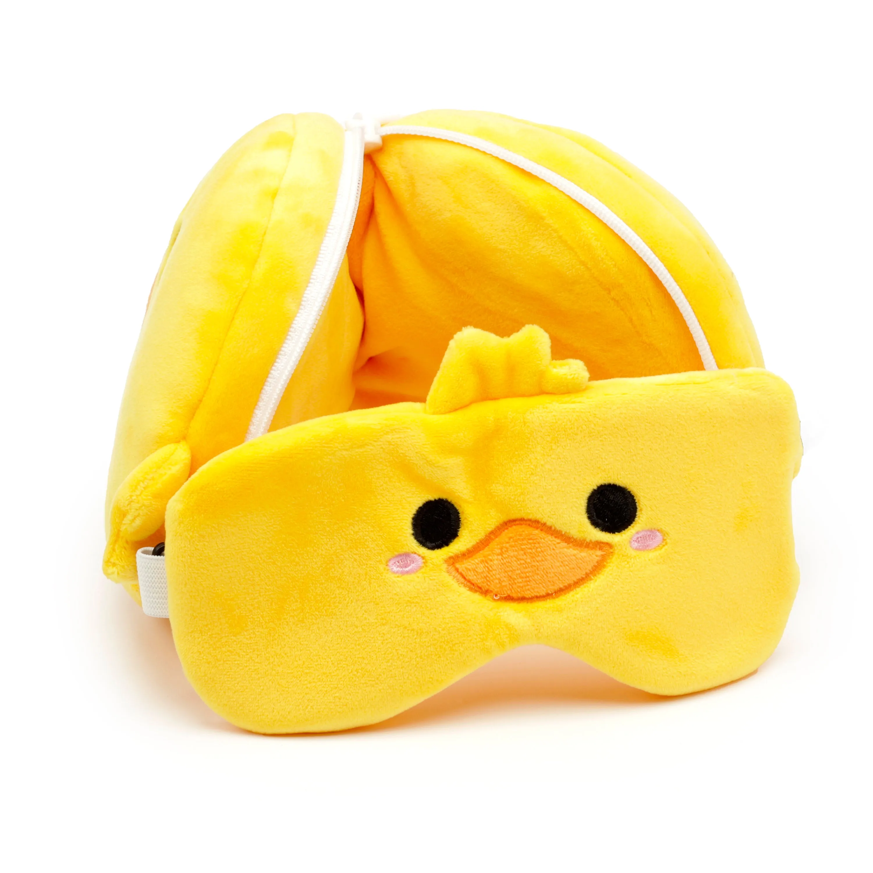Duck Relaxeazzz Plush Round Travel Pillow & Eye Mask Set