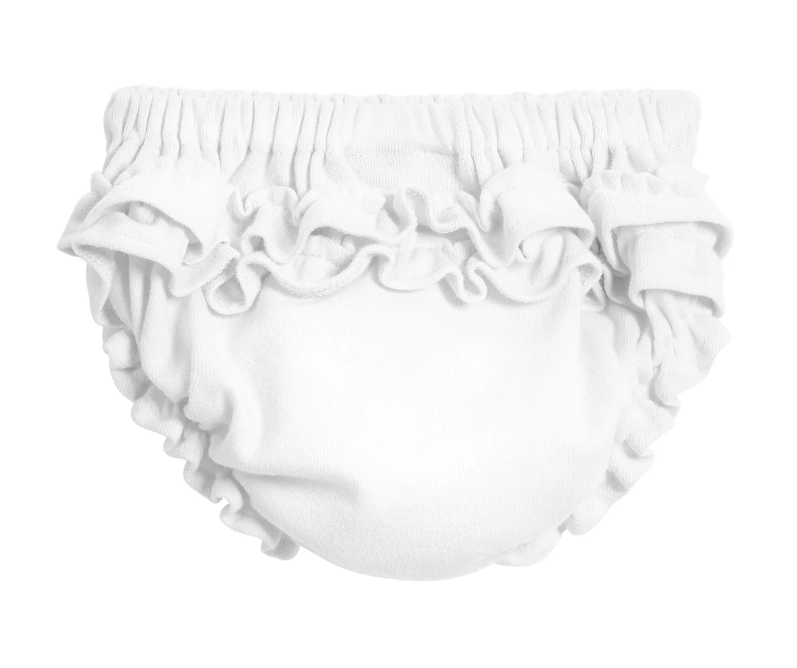 Girls Soft Cotton Ruffle Diaper Cover | White