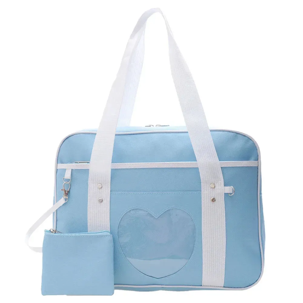 Japanese Heart JK School Uniform Bags Women's Student PU Handbag Cosplay Anime Shoulder Bag Large Capacity Handbags