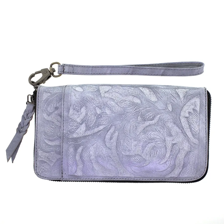 Leaders in Leather Whitewash Zip Wallet