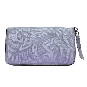 Leaders in Leather Whitewash Zip Wallet