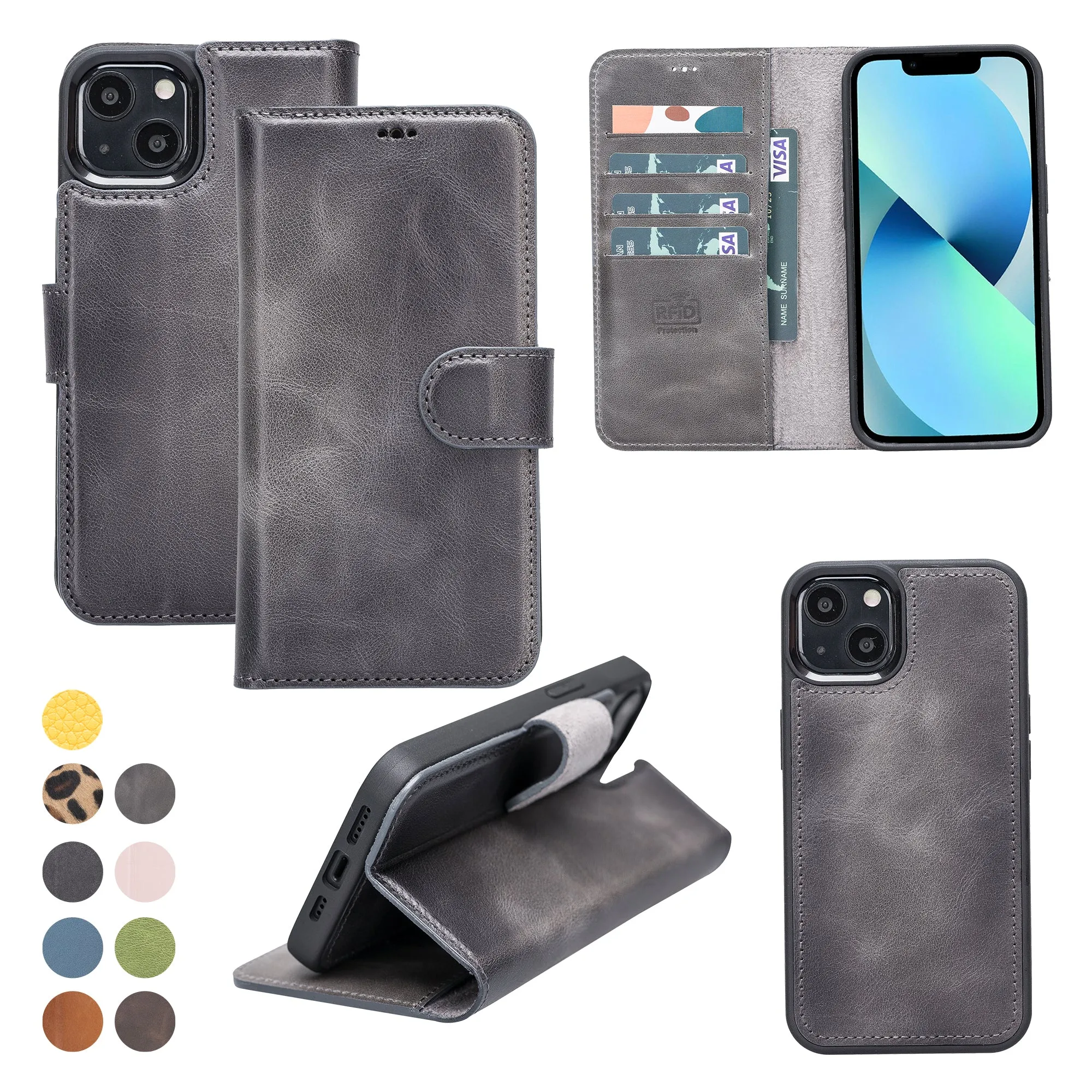 Leather Wallet Case for iPhone 13