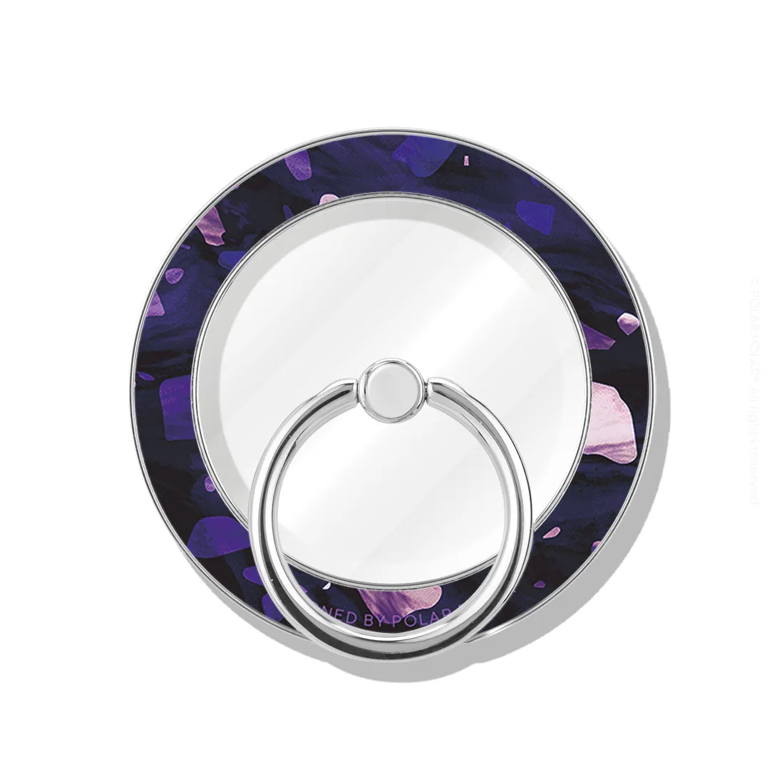 Lilac Terrazzo Gem - Silver MagSafe Phone Grip and Ring Holder Stand