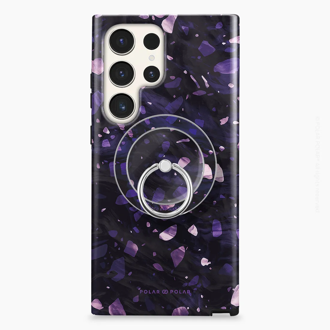 Lilac Terrazzo Gem - Silver MagSafe Phone Grip and Ring Holder Stand