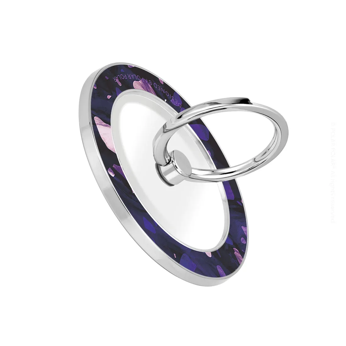 Lilac Terrazzo Gem - Silver MagSafe Phone Grip and Ring Holder Stand