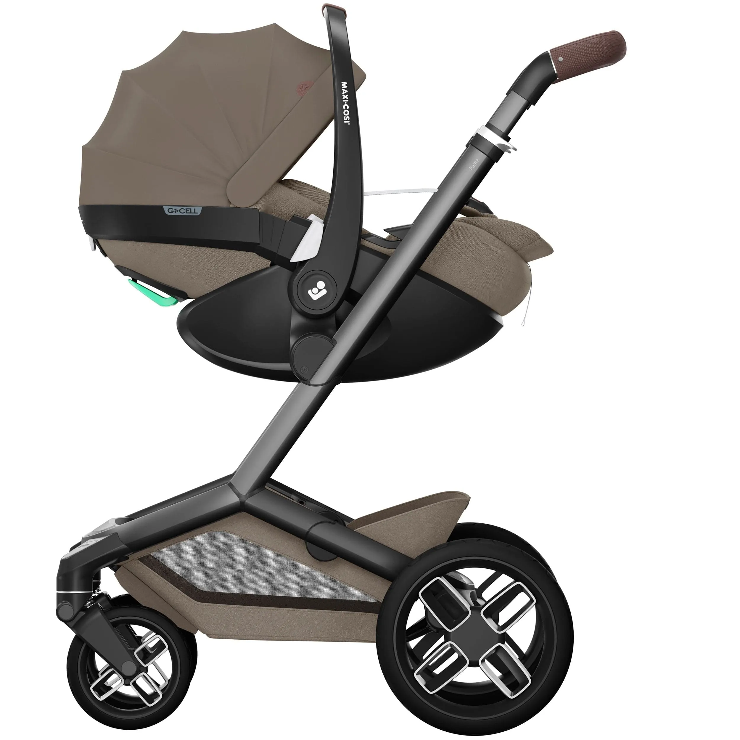 Maxi-Cosi FAME 8 Piece Complete Travel System in Twillic Truffle (Black Wheels)