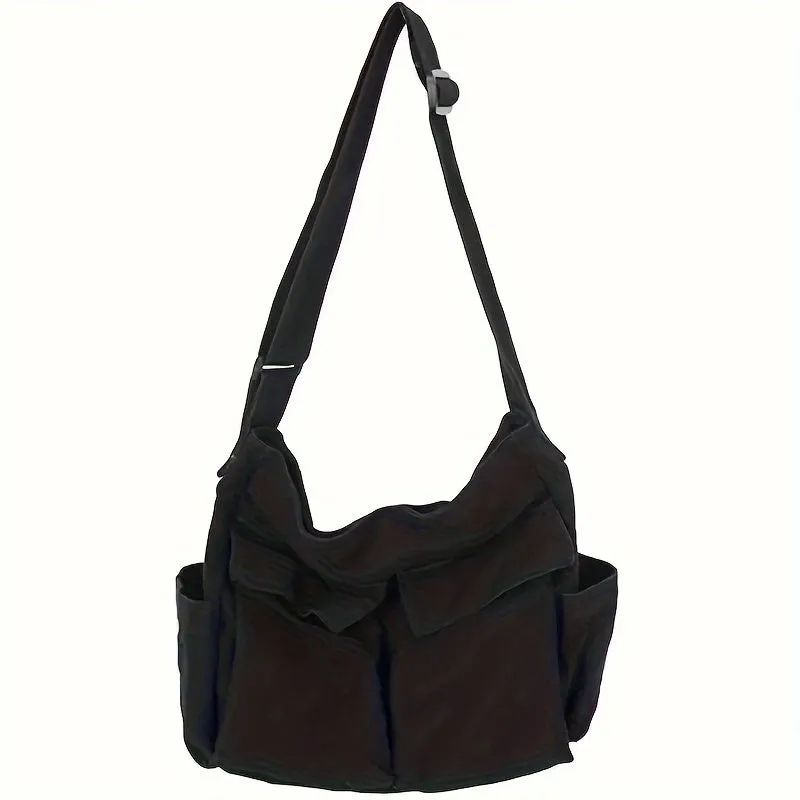 Men's Cargo Canvas Shoulder Bag Large Capacity Port Retro Messenger Bag