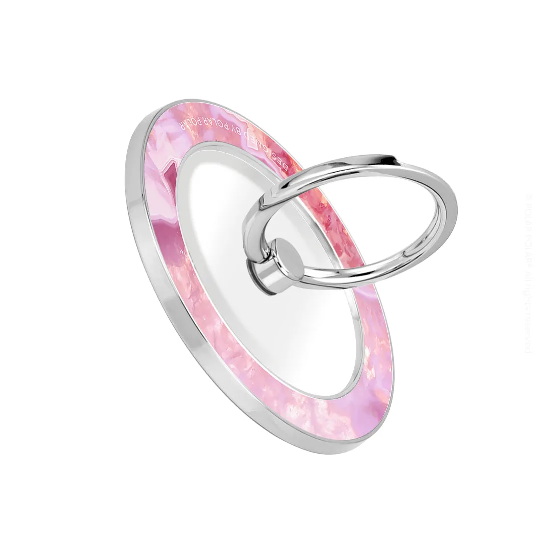 Misty Rose Coral - Silver MagSafe Phone Grip and Ring Holder Stand