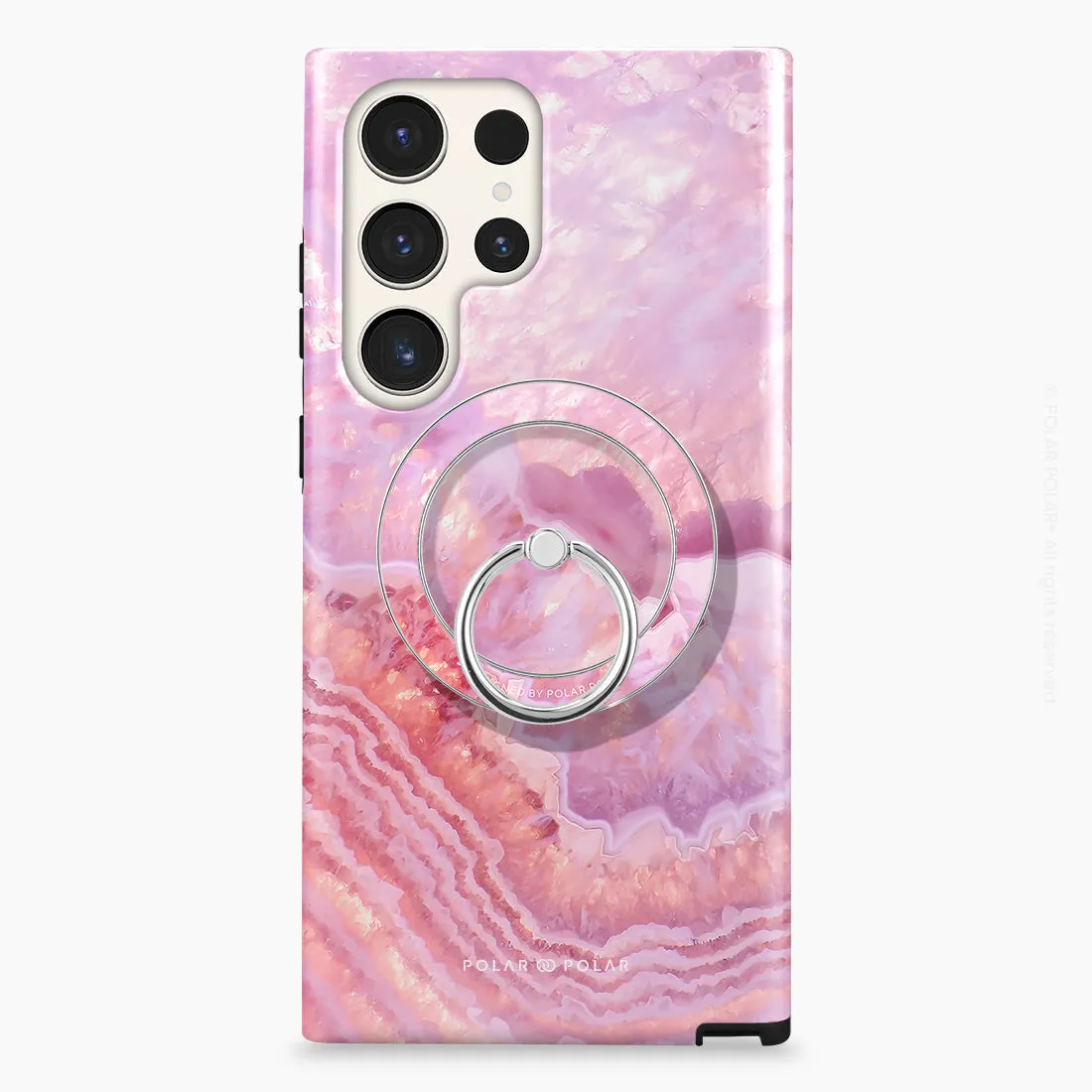Misty Rose Coral - Silver MagSafe Phone Grip and Ring Holder Stand
