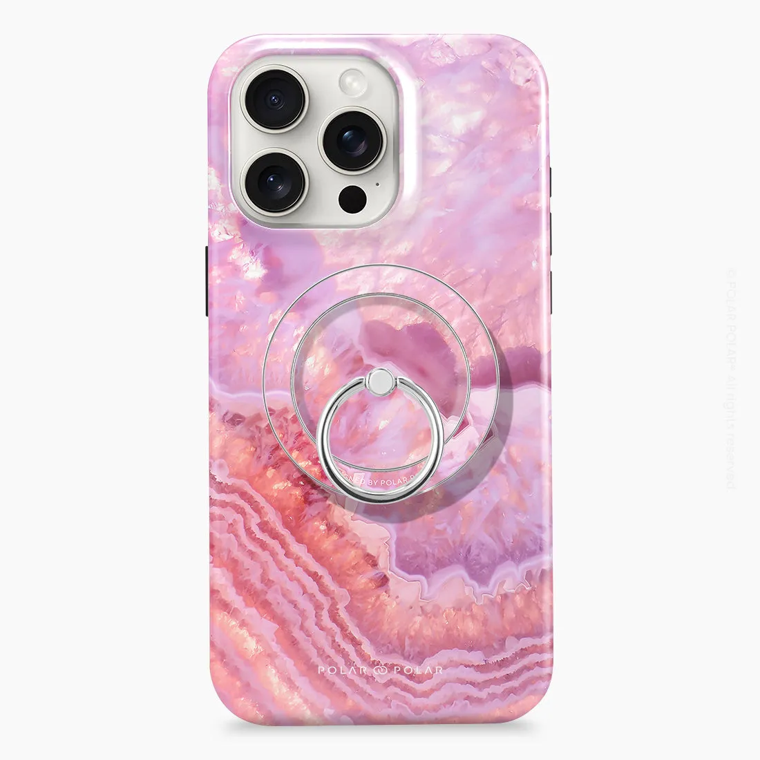 Misty Rose Coral - Silver MagSafe Phone Grip and Ring Holder Stand