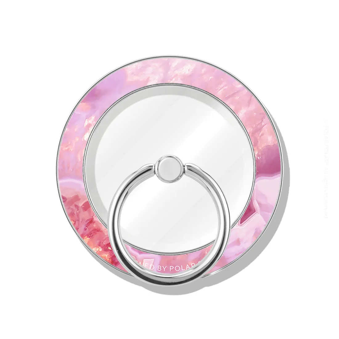 Misty Rose Coral - Silver MagSafe Phone Grip and Ring Holder Stand