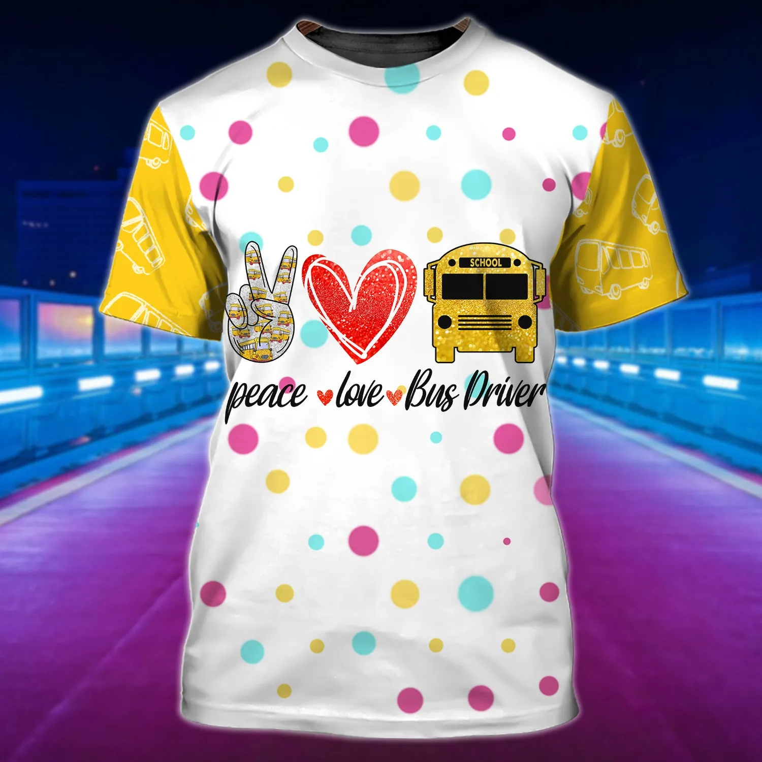 Peace Love Bus Driver - 3D Full Print Shirts