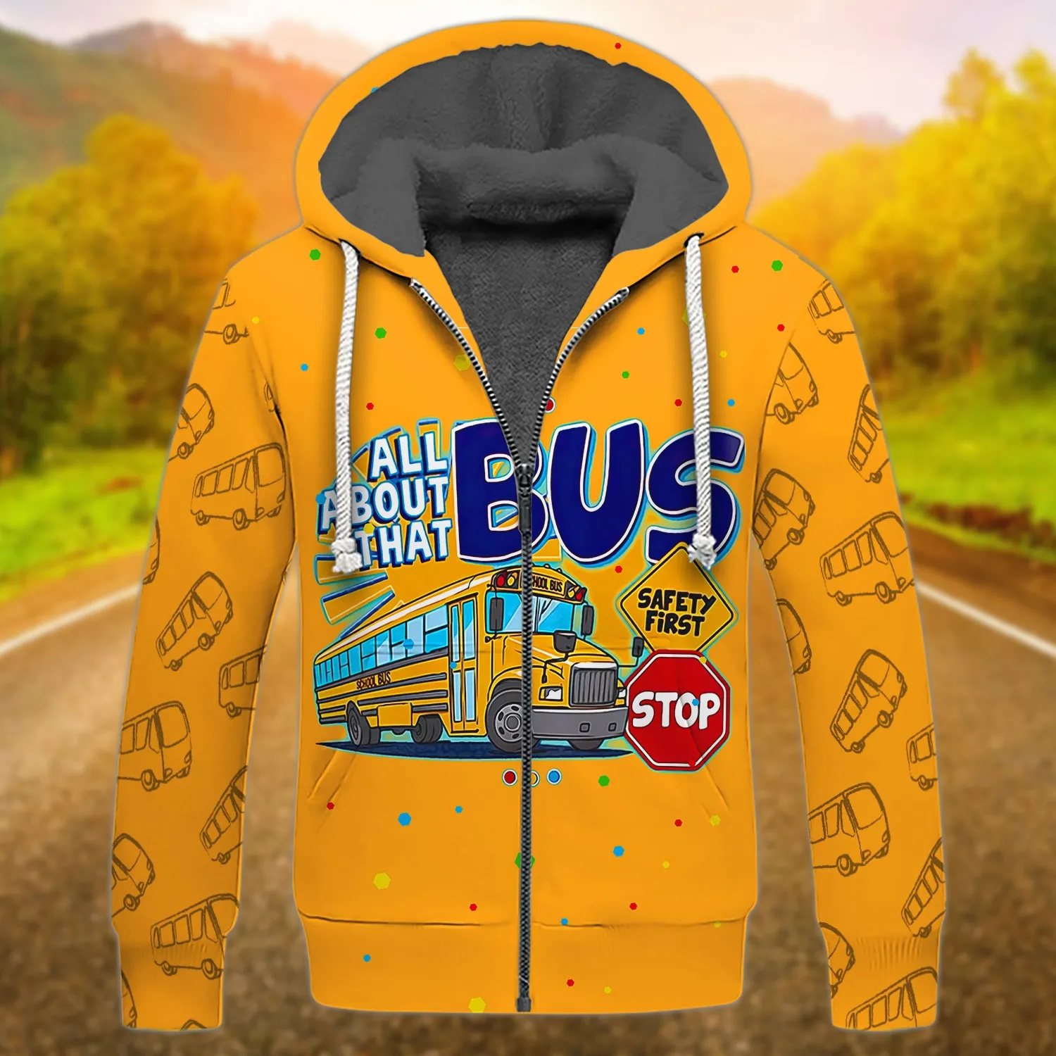 School Bus- All About That Bus Safety First Stop - 3D Full Print