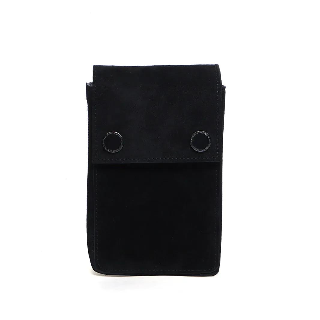 Shoulder Harness Double Side Bag Black Suede Leather
