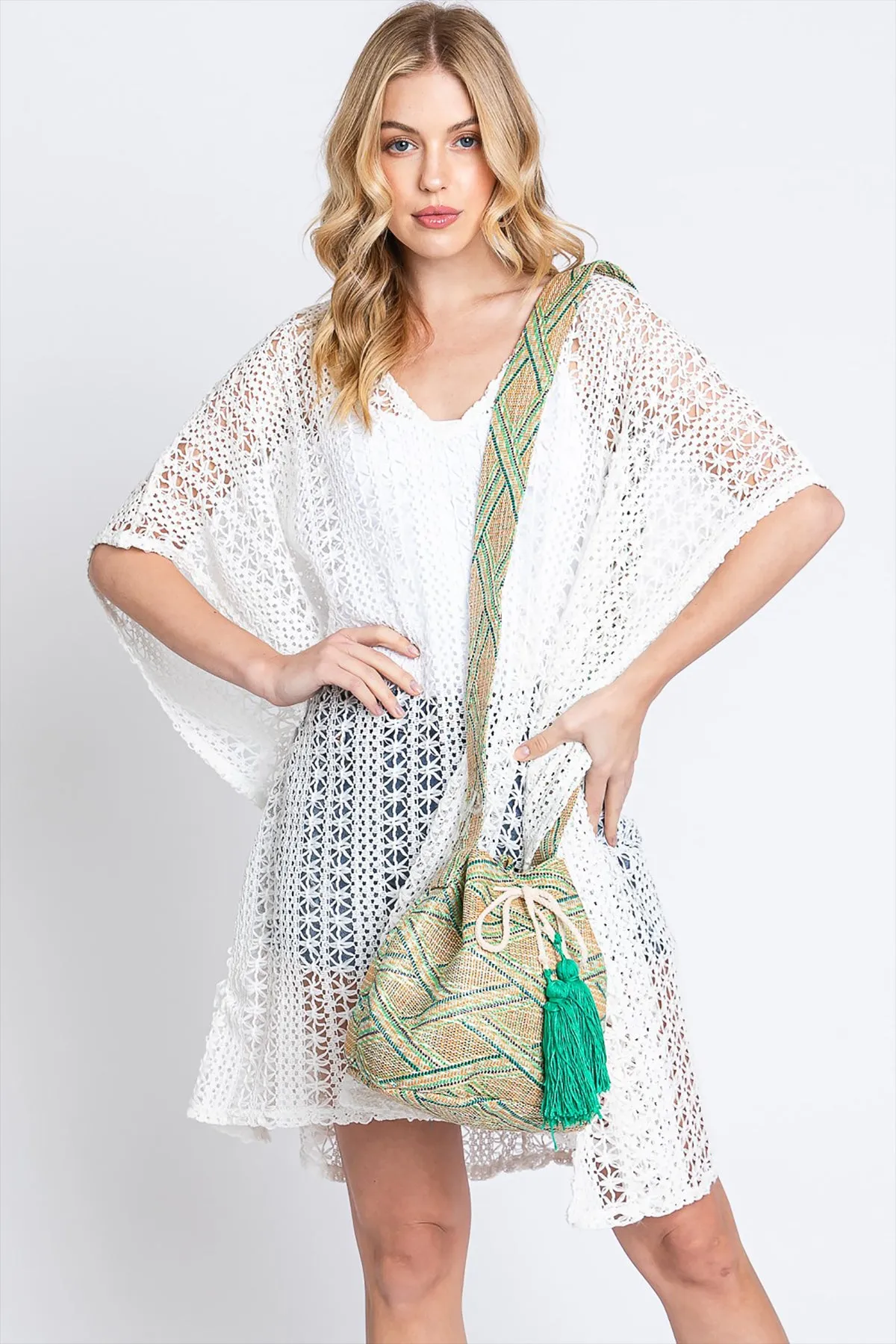 SOLID BUCKET BAG WITH AZTEC STRAP