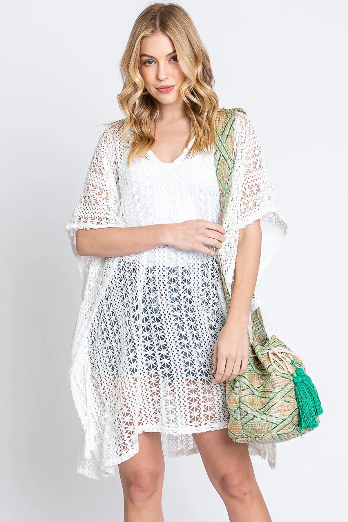 SOLID BUCKET BAG WITH AZTEC STRAP
