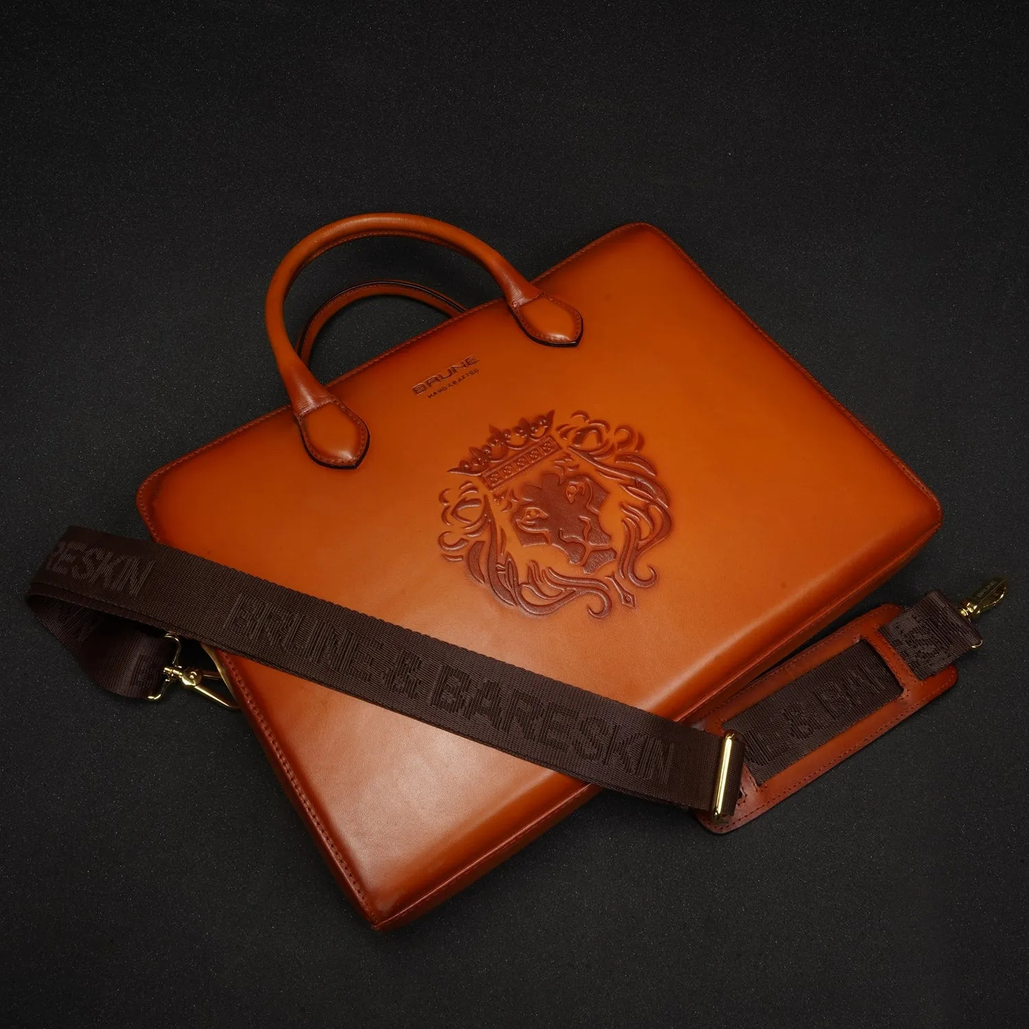 Tan Leather Laptop Sleeve/Messenger Bag
