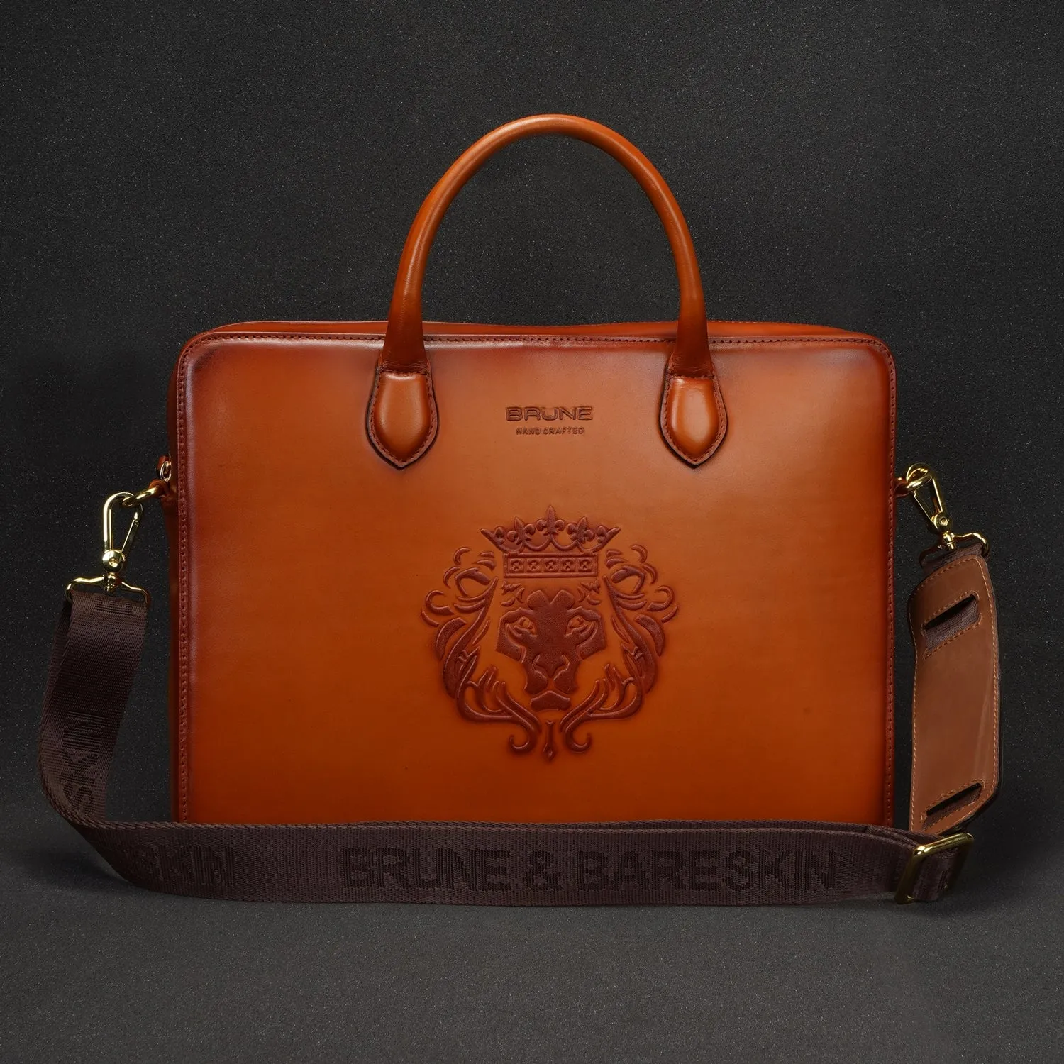 Tan Leather Laptop Sleeve/Messenger Bag