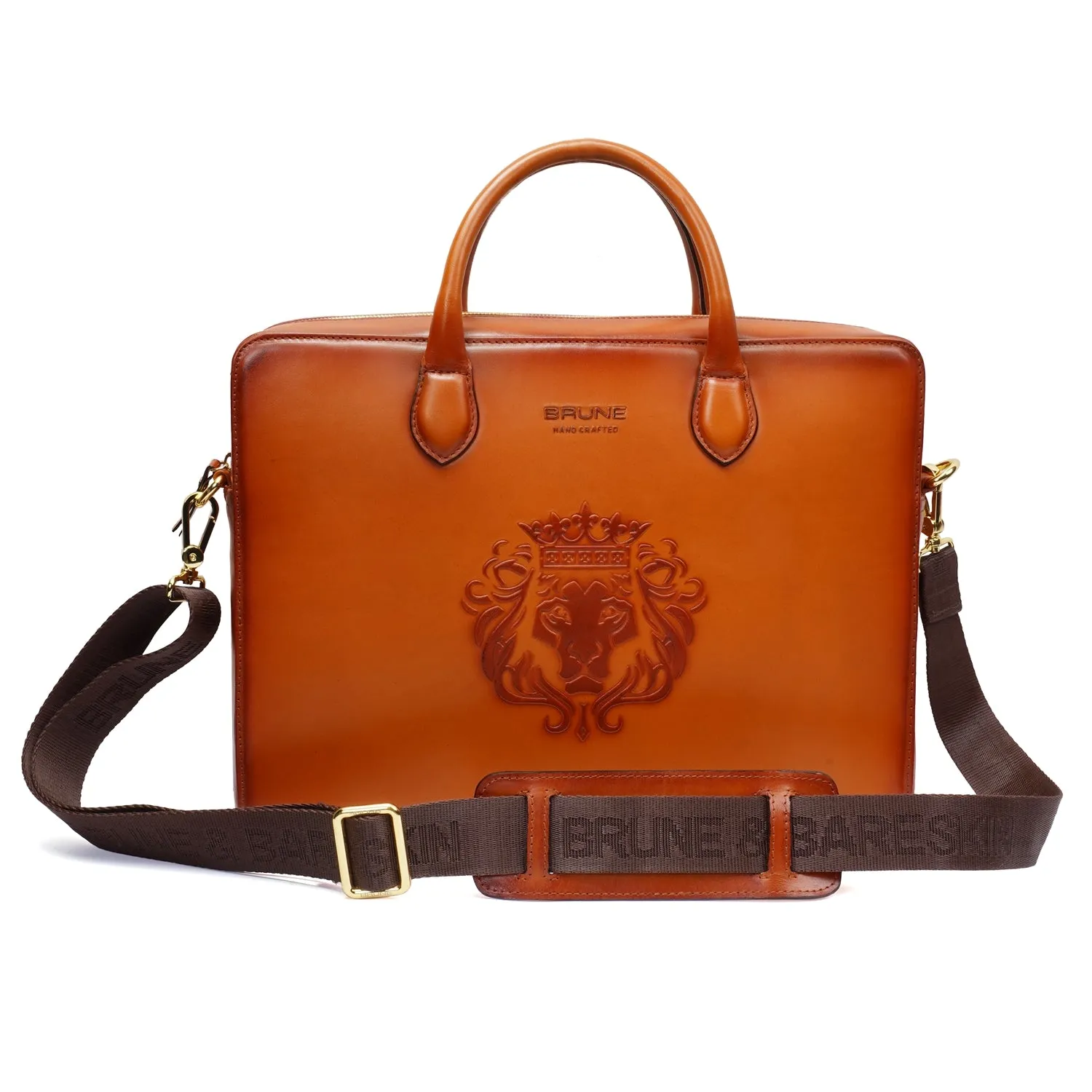 Tan Leather Laptop Sleeve/Messenger Bag
