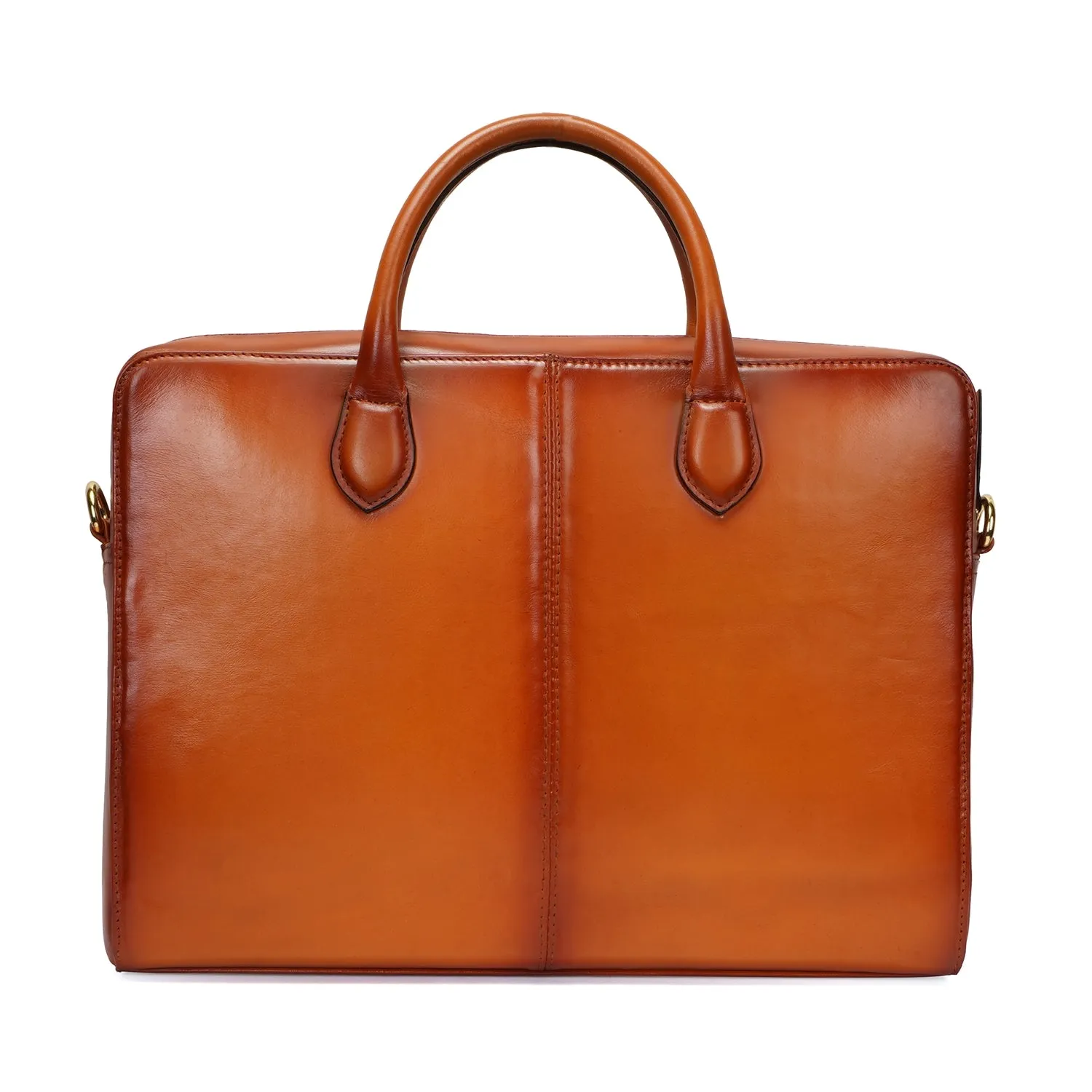 Tan Leather Laptop Sleeve/Messenger Bag