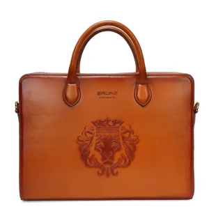Tan Leather Laptop Sleeve/Messenger Bag
