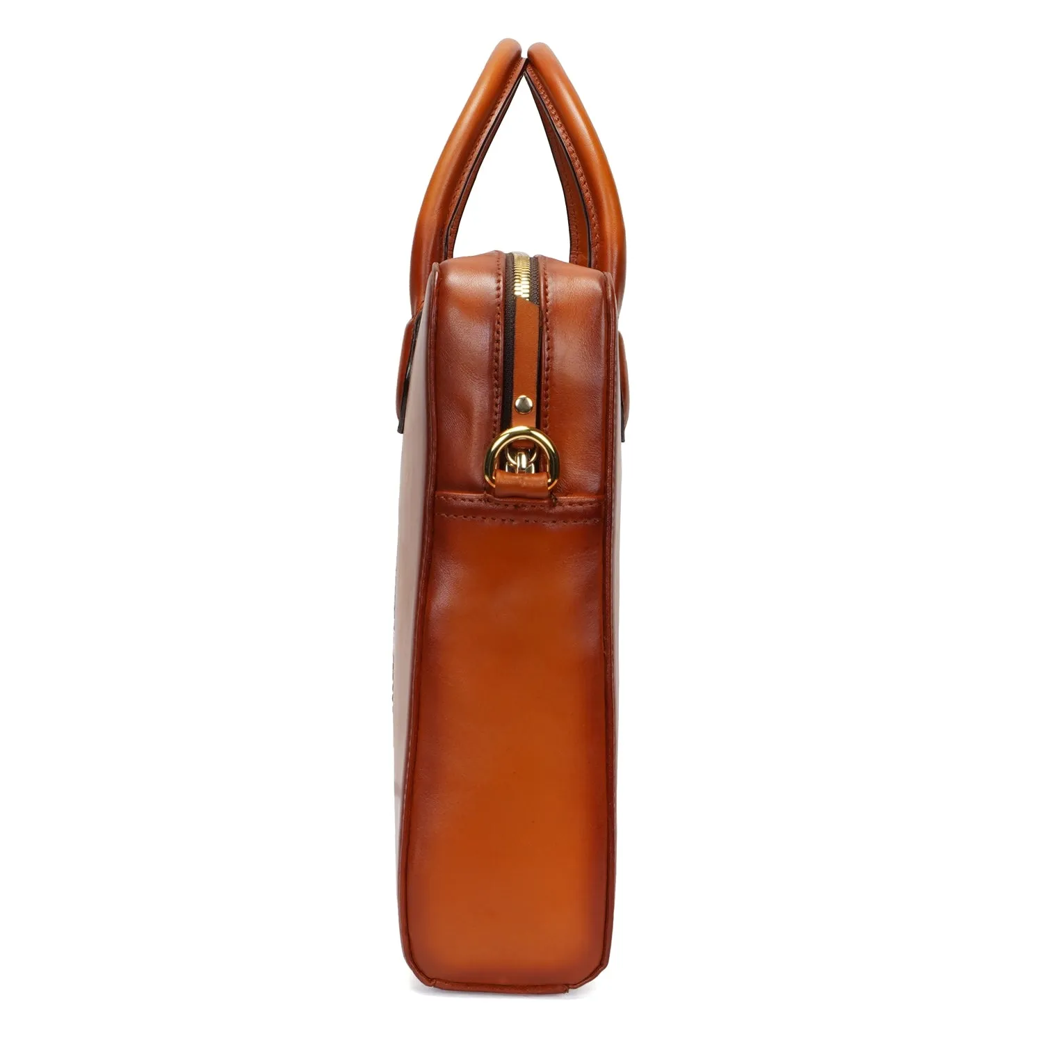Tan Leather Laptop Sleeve/Messenger Bag