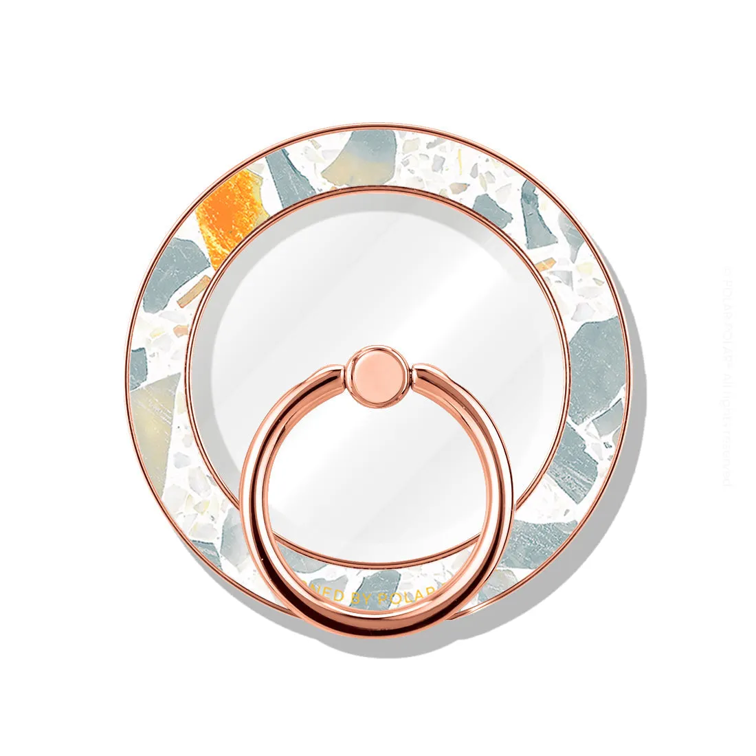 Terrazzo Grey - Rose Gold MagSafe Phone Grip and Ring Holder Stand