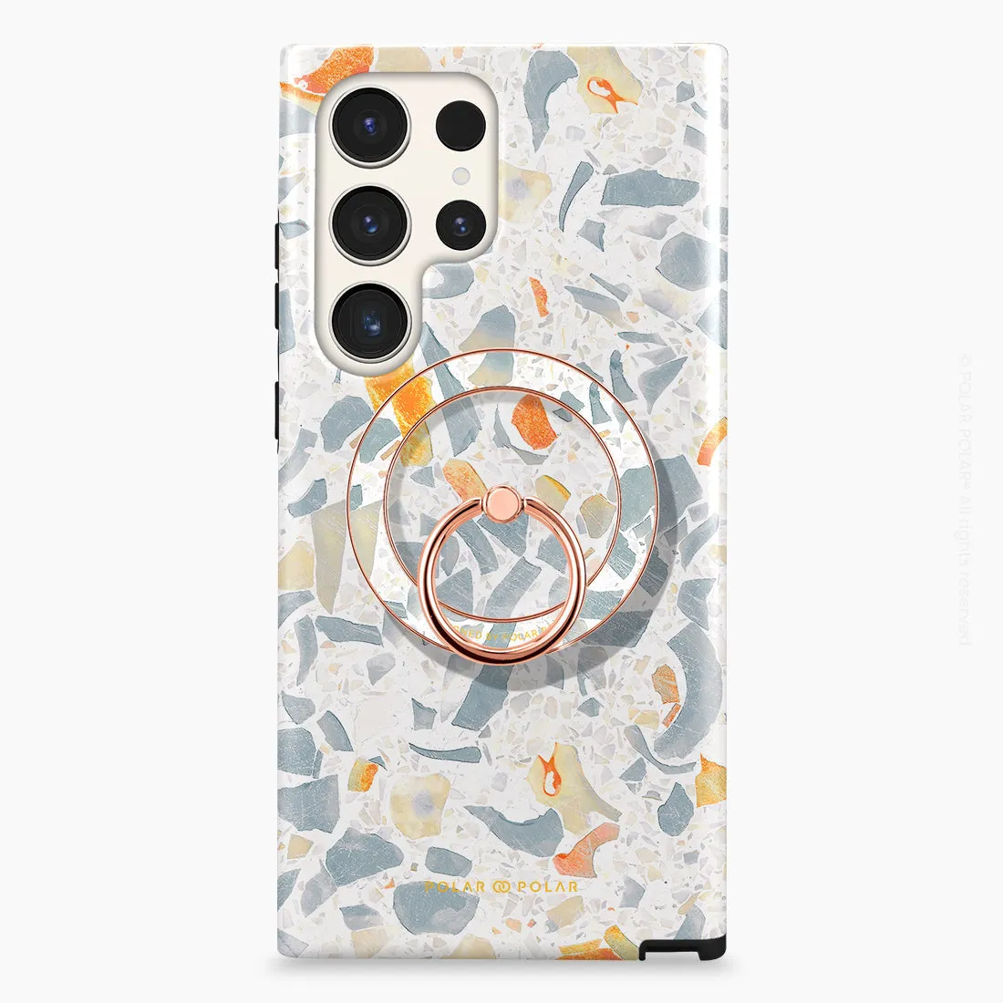 Terrazzo Grey - Rose Gold MagSafe Phone Grip and Ring Holder Stand