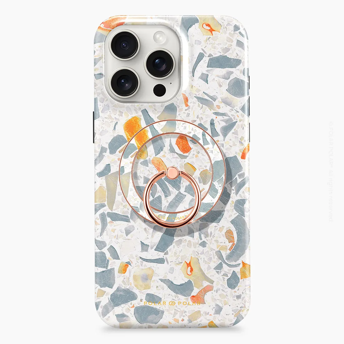 Terrazzo Grey - Rose Gold MagSafe Phone Grip and Ring Holder Stand