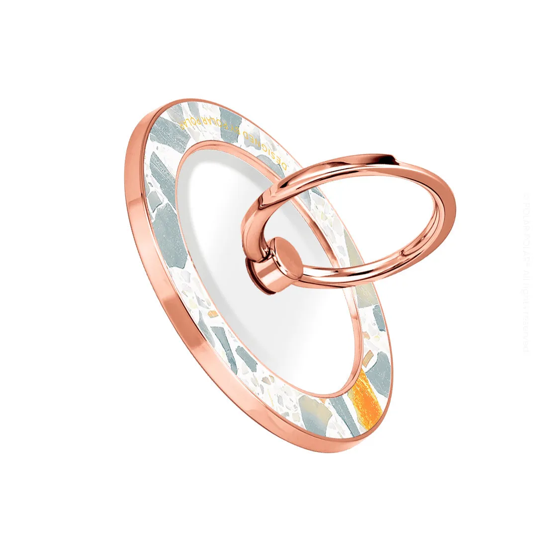 Terrazzo Grey - Rose Gold MagSafe Phone Grip and Ring Holder Stand