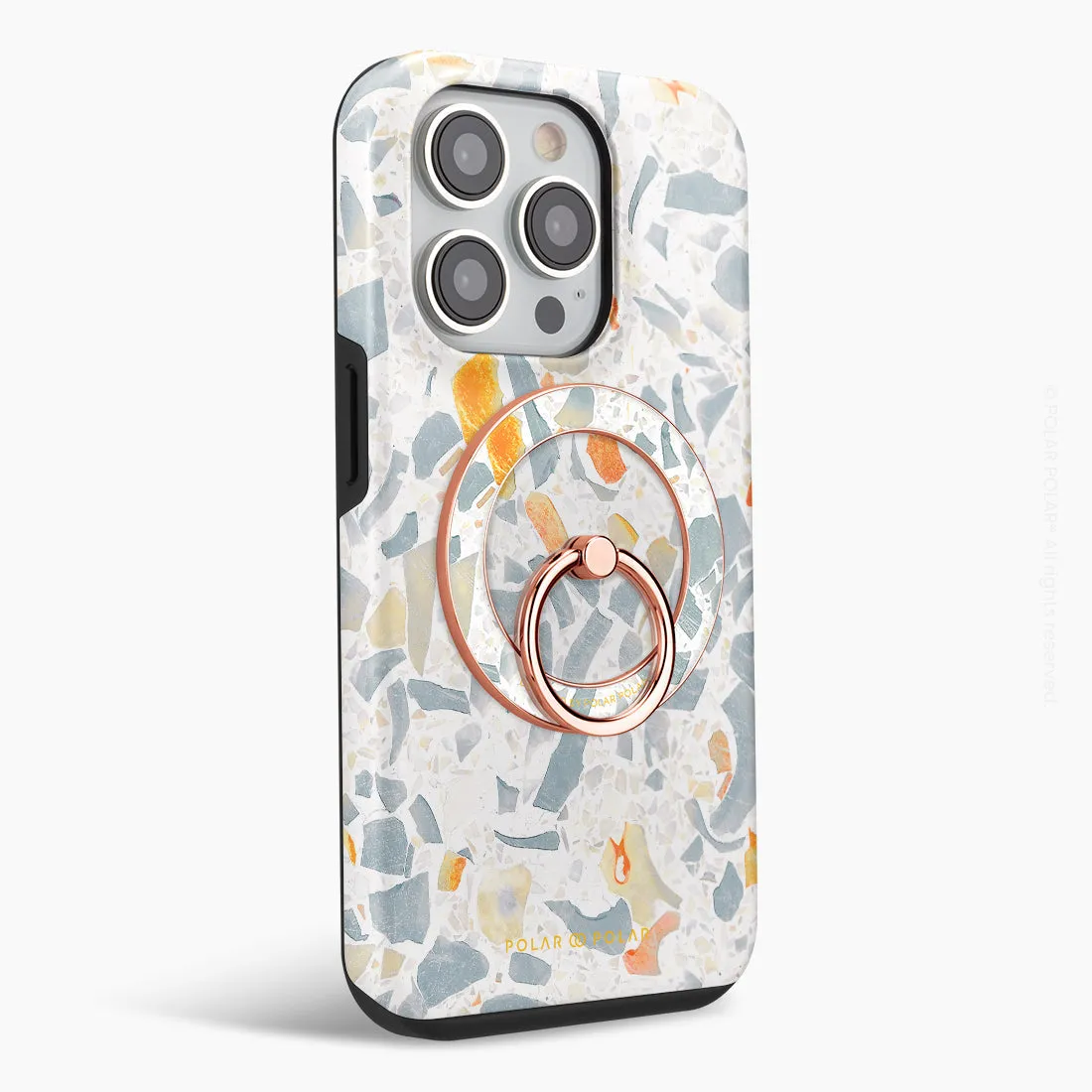 Terrazzo Grey - Rose Gold MagSafe Phone Grip and Ring Holder Stand