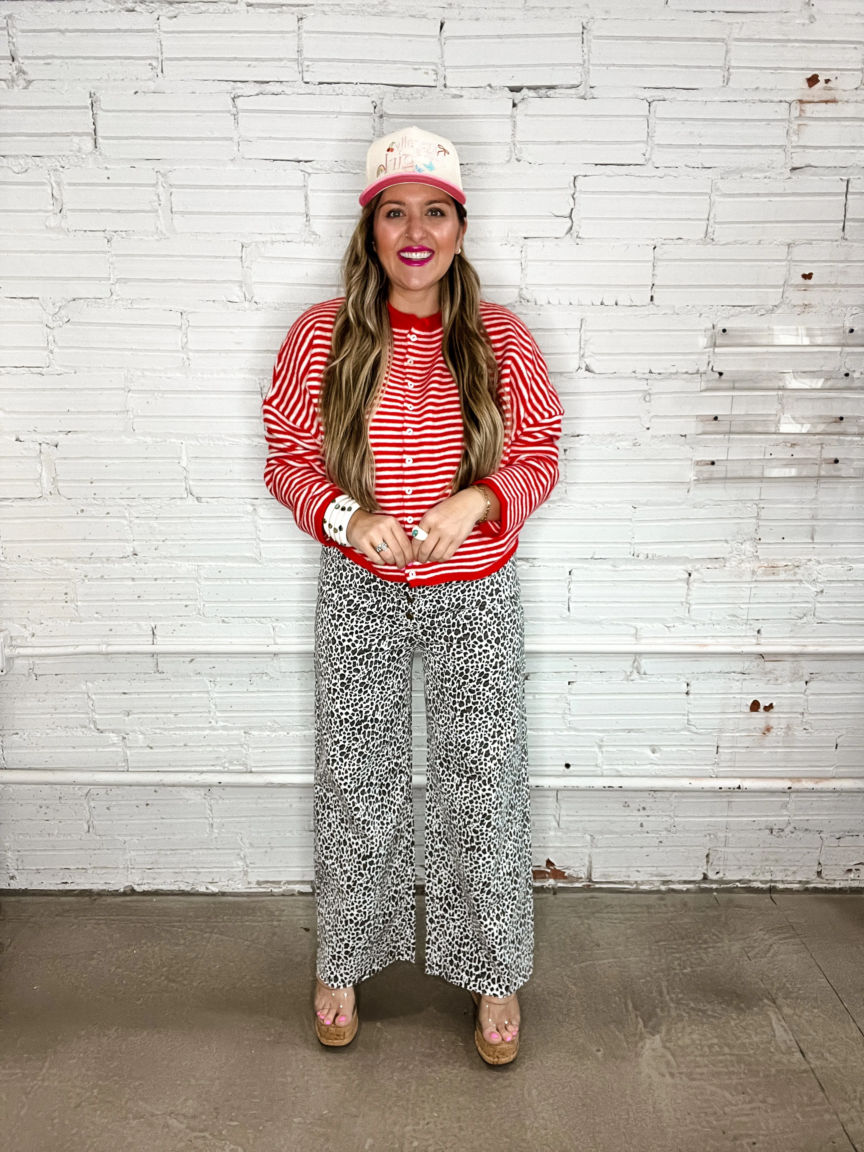 The Piper Cardigan - Red Stripes