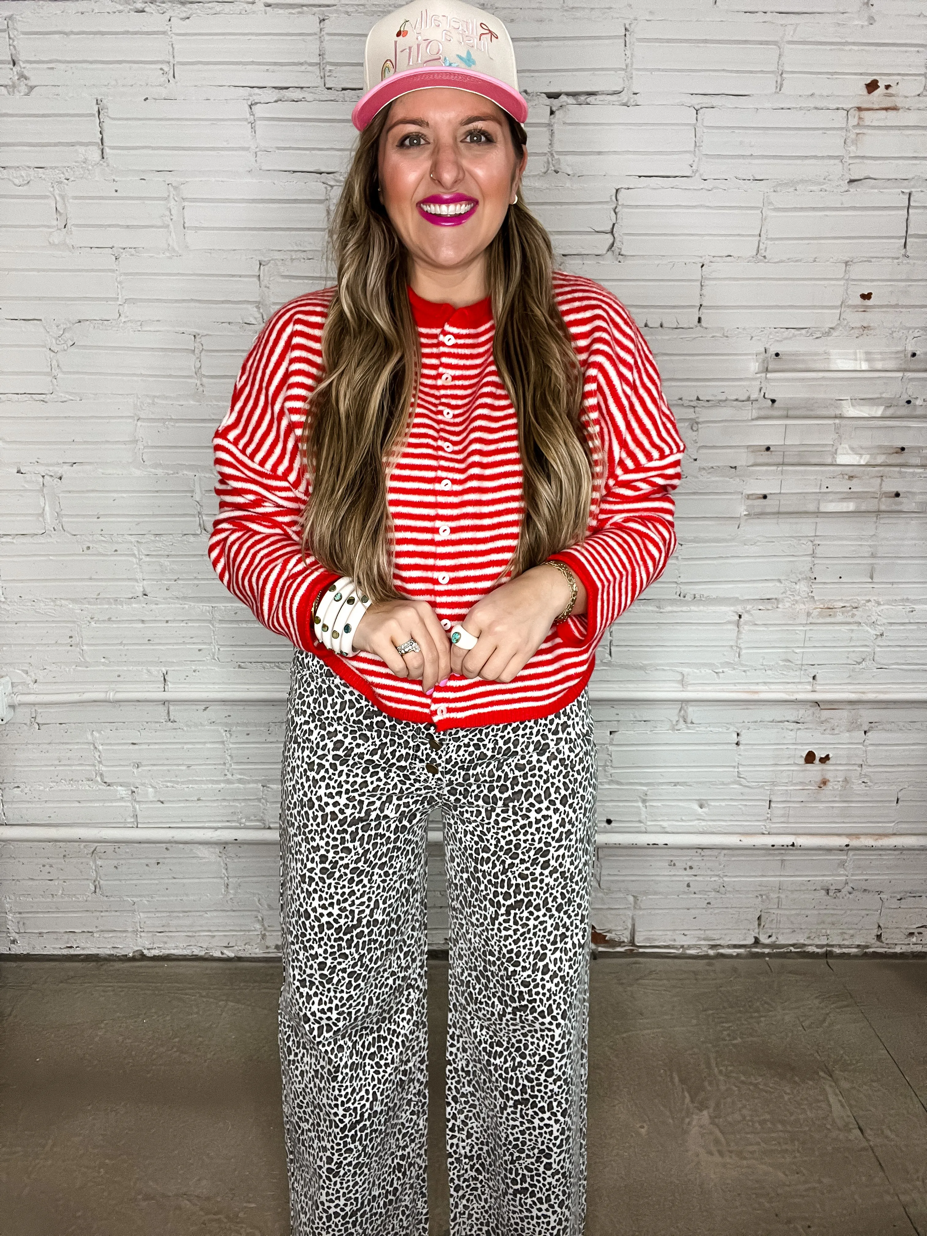 The Piper Cardigan - Red Stripes