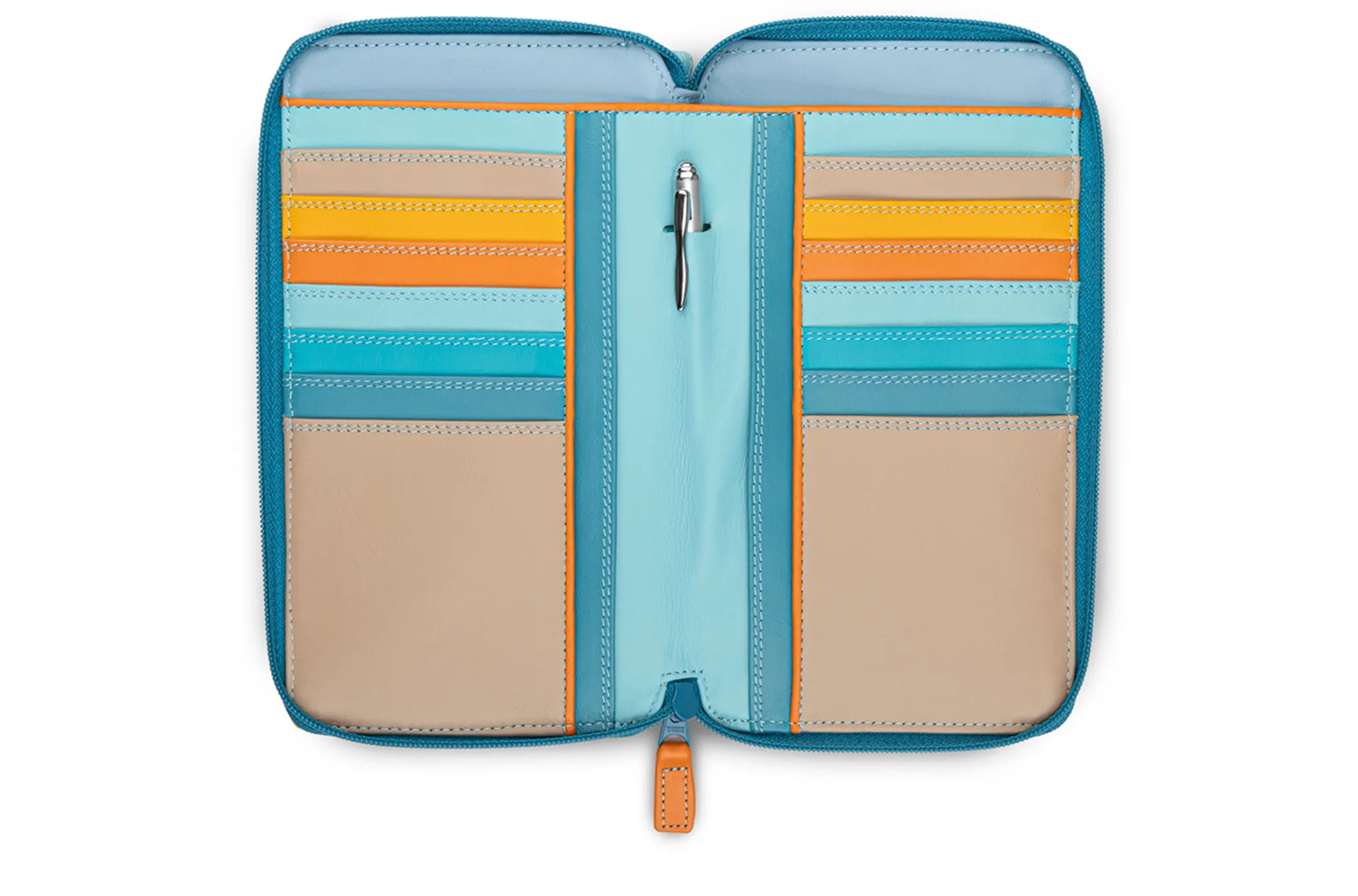 Zip Round Multi Purse with Shoulder Strap in Sardinia